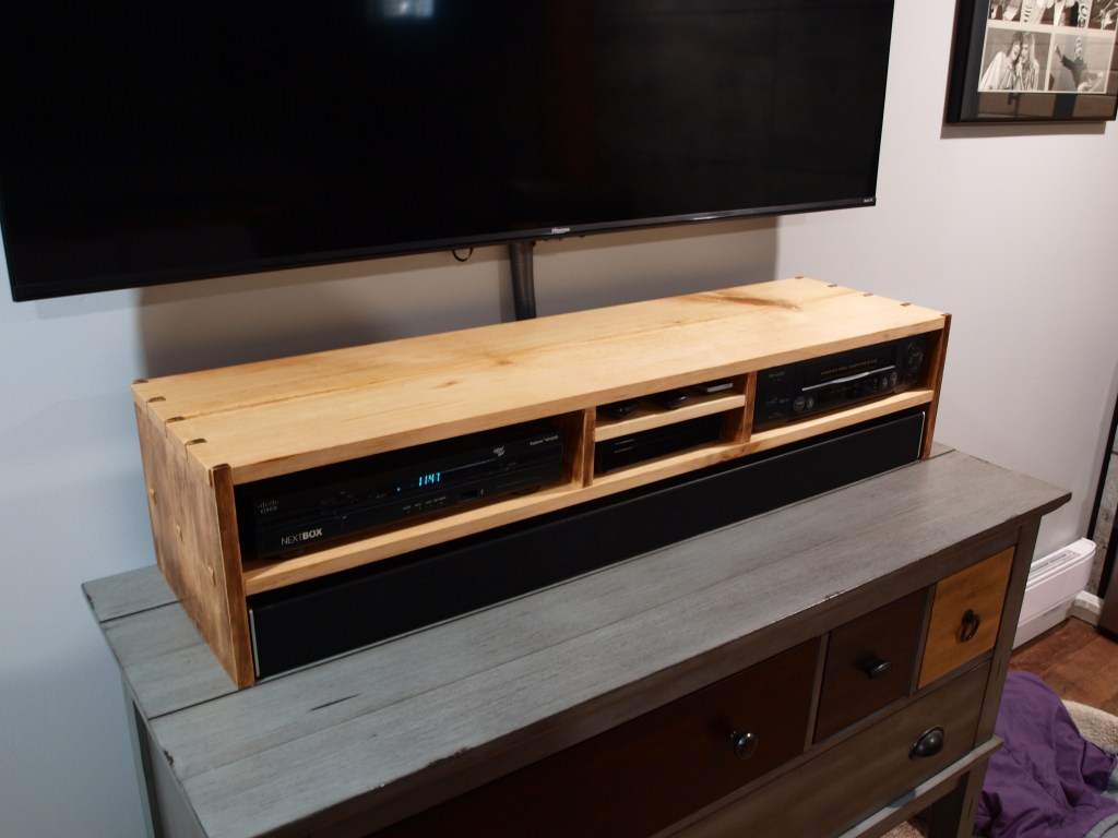 A custom made television entertainment stand. 